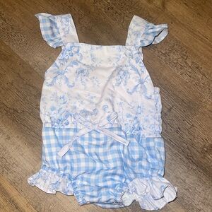 Busy Bees Smocks Floral/gingham swimsuit 9 mo